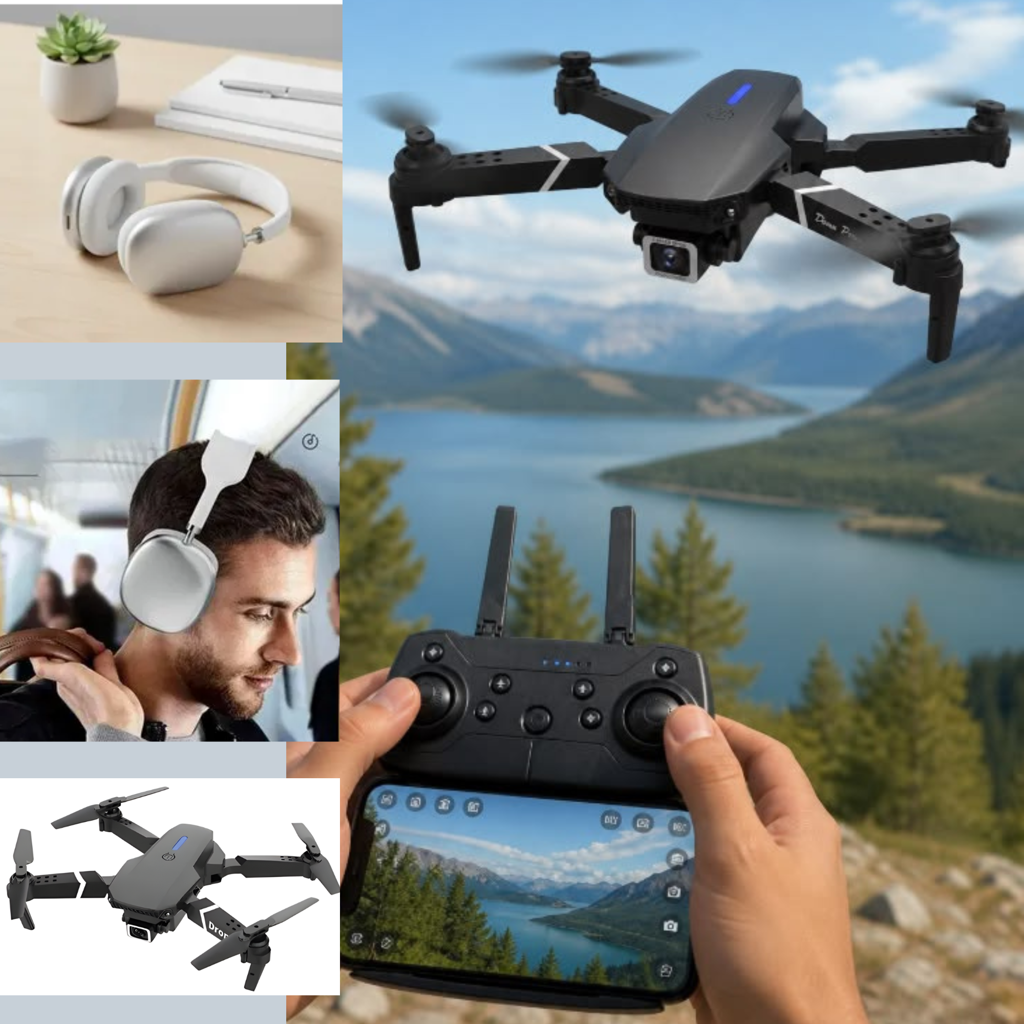 Kit 2 Drones Doble Cámara 4K + Audífonos Bluetooth P9