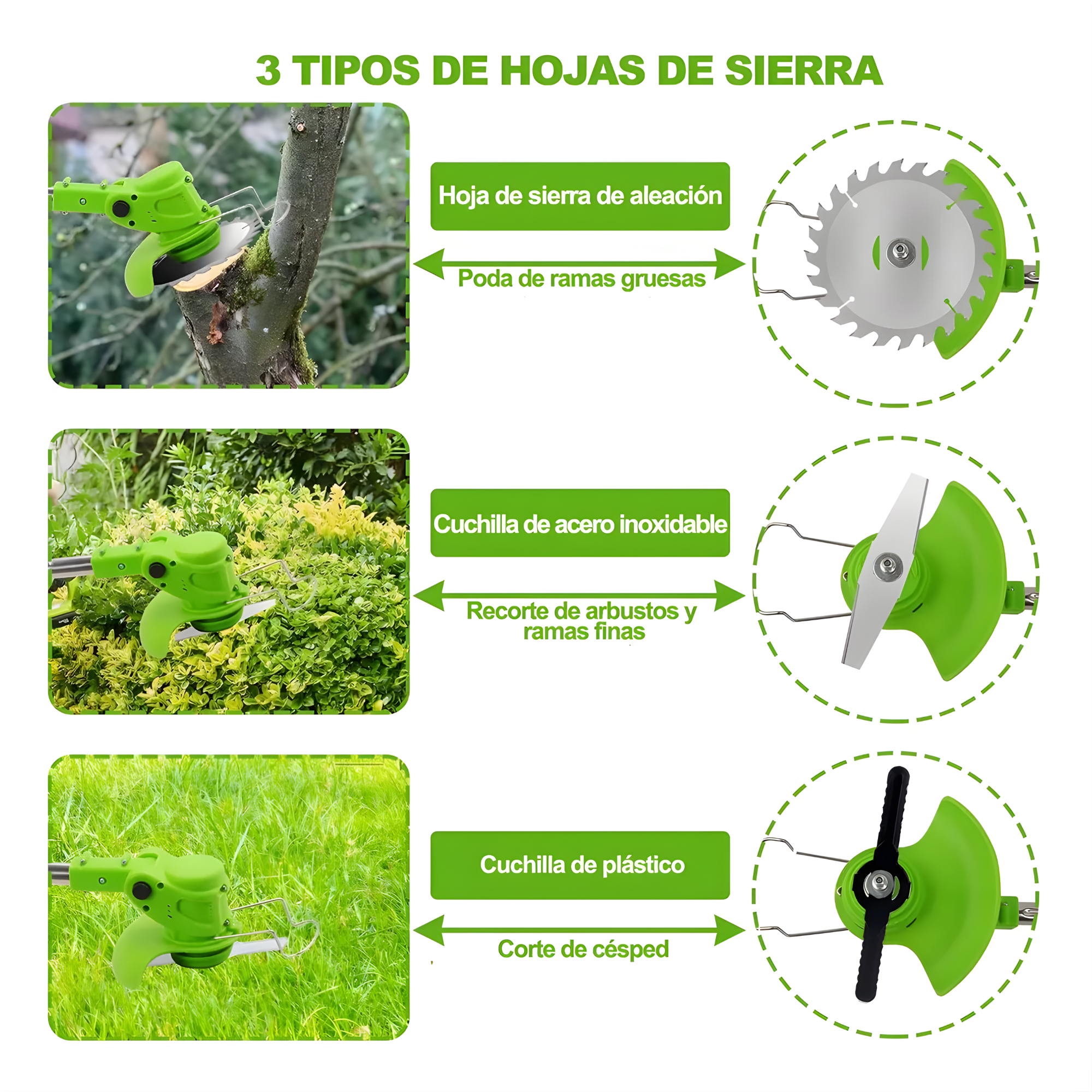 Limpieza rápida y potente-Desbrazadora Podadora Recargable