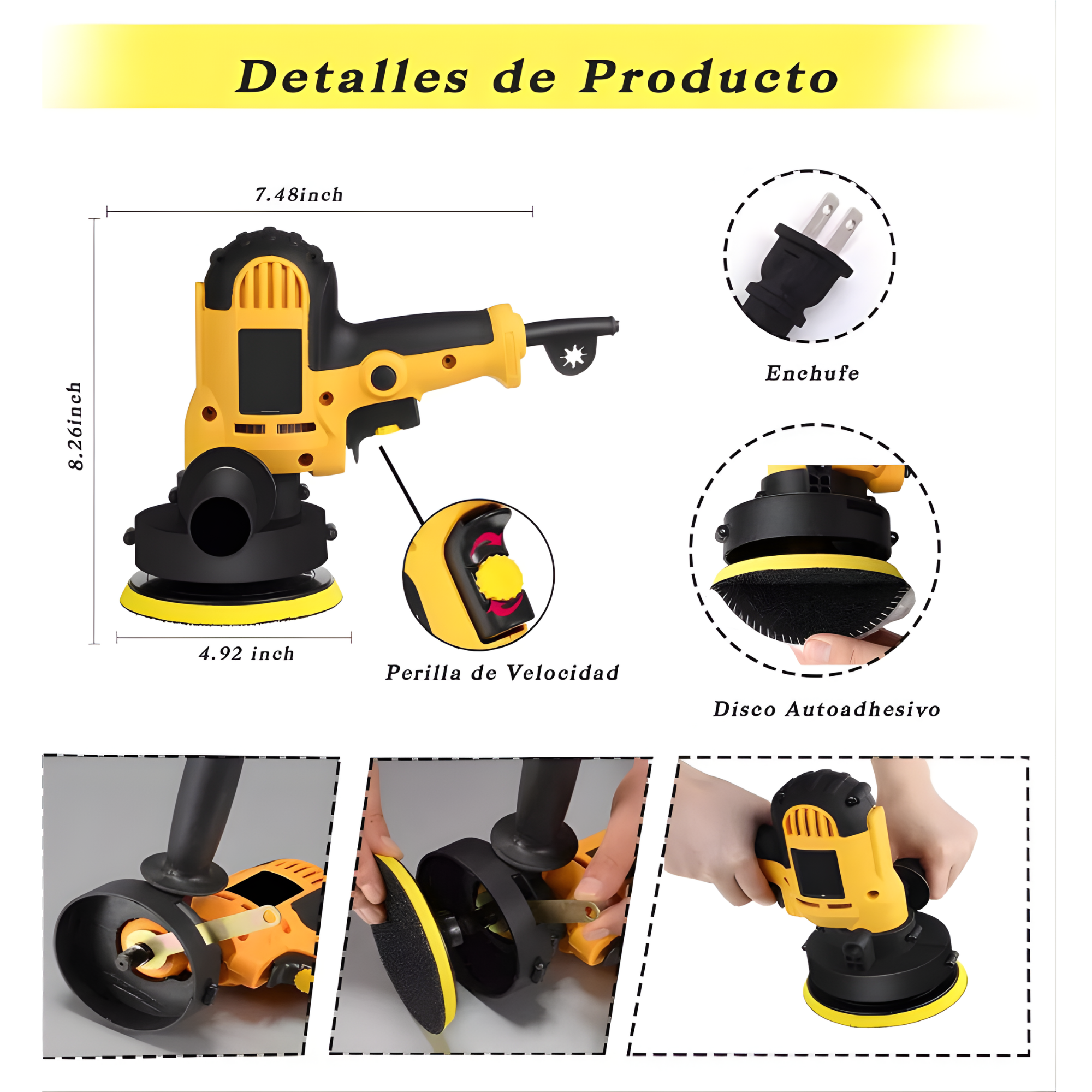 Brillo y limpieza - Pulidora eléctrica de Auto Almohadilla Desmontable