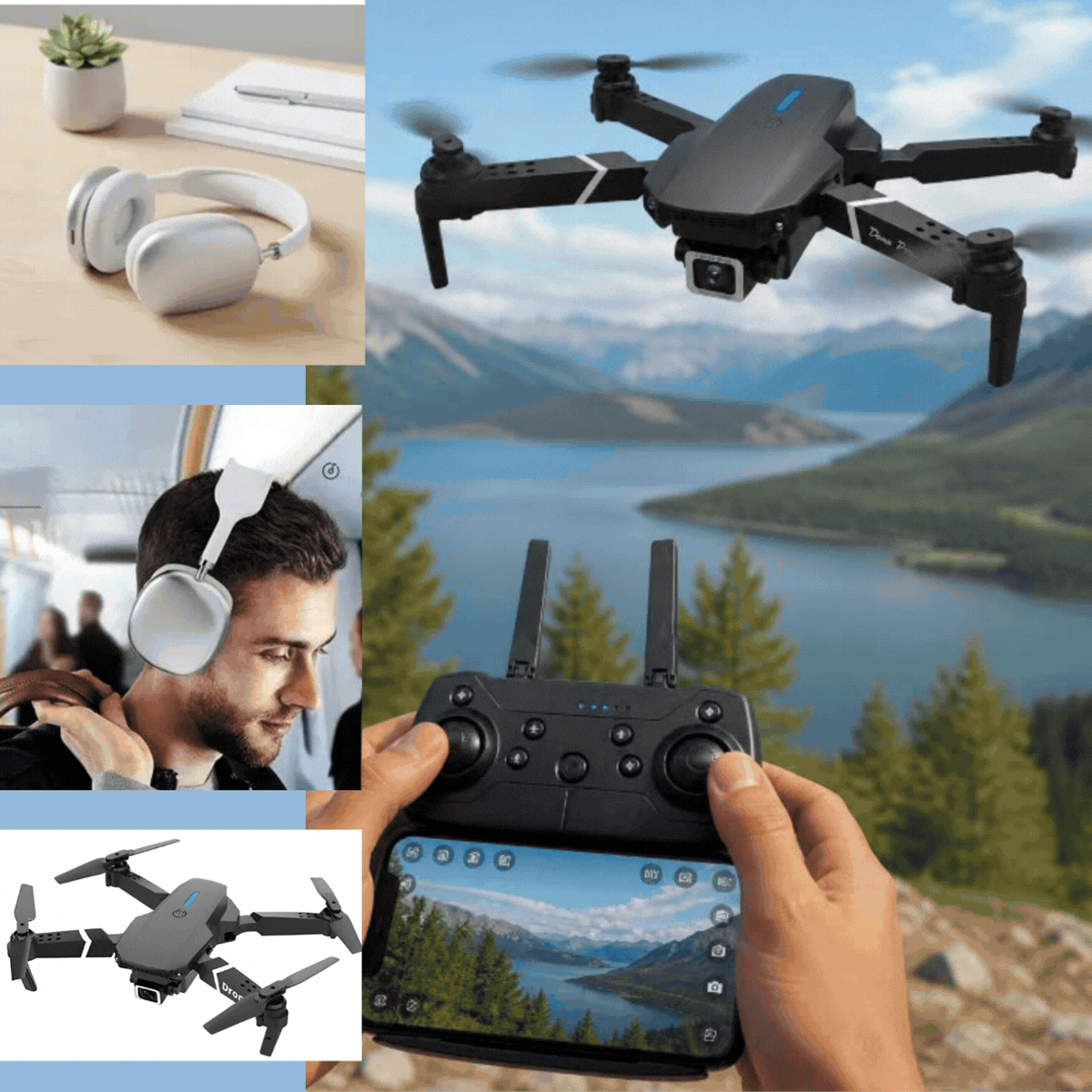 Kit 2 Drones Doble Cámara 4K + Audífonos Bluetooth P9